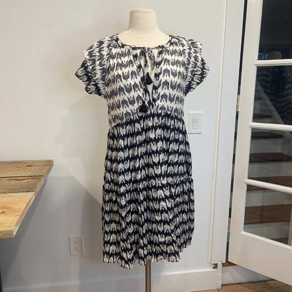 047 Anthropologie Ruffle-Sleeve  Mini Dress x Kenzie Parrott / Small - Picture 4 of 8